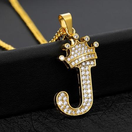 Lyxiga kristaller initialer Halsband Smycken Stora Zirconia bokstäver Löstagbara hänge Halsband för kvinnor Festpresenter 60cm J