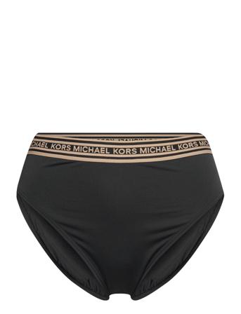 Logo Elastic High Waist Bottom Swimwear Bikinis Bikini Bottoms High Waist Bikinis Svart Michael Kors Swimwear