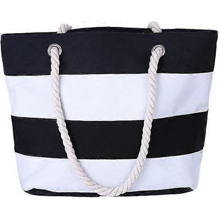 Strandtaske til kvinder med lynlås Håndtaske med lomme Stor størrelse Kvinder Piger Sommer En skulder Shoppingtaske Strandtaske