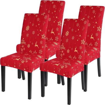 Set med 4 stretchiga julstolsöverdrag, jul 2 KLB