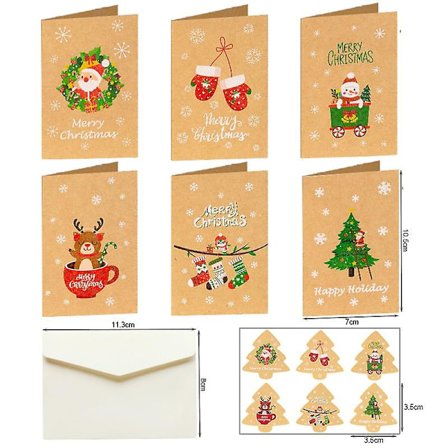 24 st God Jul-kort Julkort med kuvert och klistermärken God Jul-kort