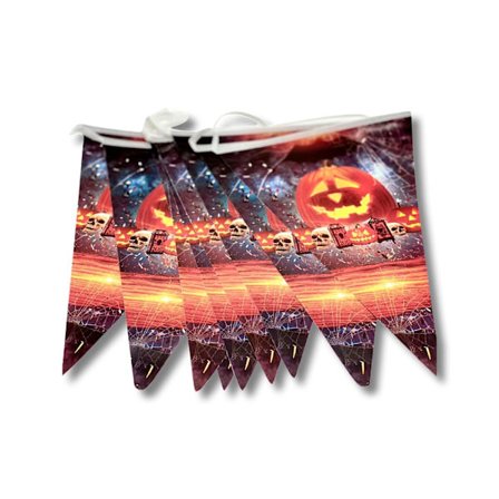 Long halloween garland scary with pumpkins party skull