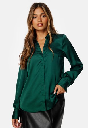Happy Holly Satin Shirt Dark green Klær