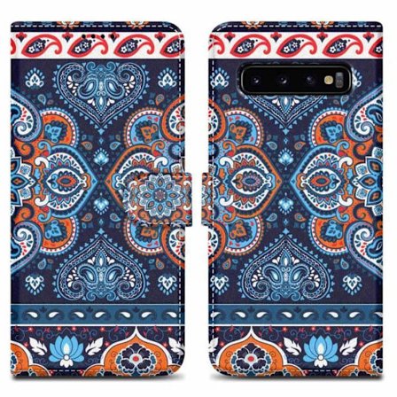 Fodral till Samsung Galaxy S10 4G Fodral i blått Mandala nr. 1 Fodral Skydd Magnetisk stängning Plånbok Plånbok