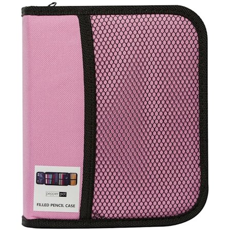 Penalhus med indhold Pink