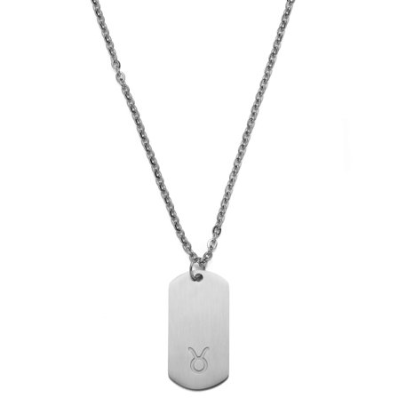 Taurus Zodiac Silver-Tone Steel Necklace for Men - Steel necklaces