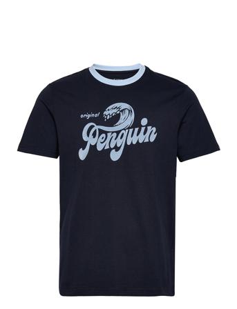 Knt Graph Tee Flocke T-shirts Short-sleeved Musta Original Penguin