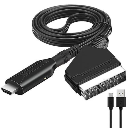 Portabel SCART till HDMI-konverteringskabel Audio Video Adapter SCART DVD för HD-TV [DB]