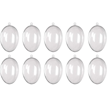10 stk gjennomsiktige påskepynt i plast, fyllebare egg