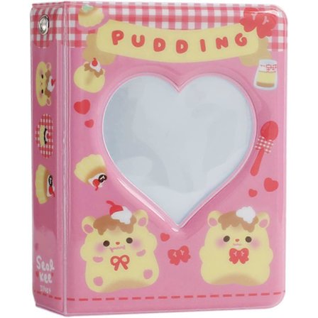 3 Tums Mini Fotoalbum för Fujifilm Instax Kamera, Fotokort Hållare Bok, 40 Fickor Kärlek Hjärta Ihåligt Foto Kort Binder (Rosa)