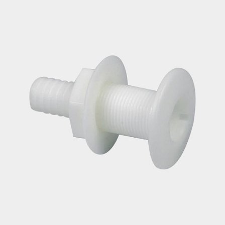 Passascafo per tubo TMC, PVC, dritto, bombato, 1 1/4" G (BSP) per tubo da 32 mm (1 1/4"), bianco