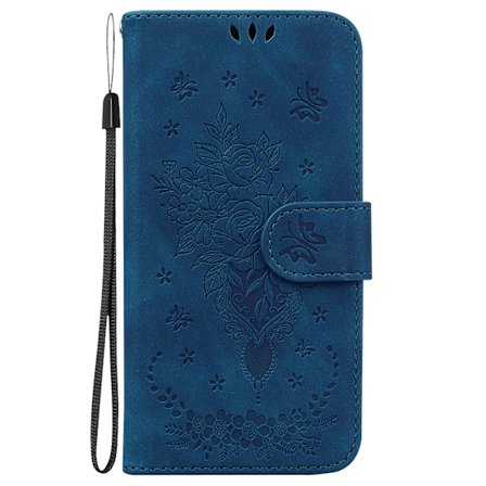 Etui til Samsung Galaxy A23 5g Cover Coque Sommerfugl og Rose Magnetisk Tegnebog Pu Premium Læder Flip Kort Holder Telefon Etui - Gul