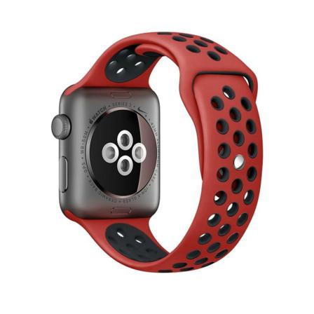 För Apple Watch 42/44mm L Silikon Sport Klockarmband Röd