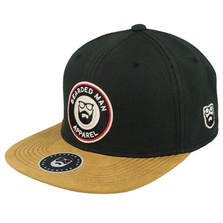 Bearded Man - Noir snapback Casquette - 3D Logo Patch Black/Suede Snapback @ Hatstore