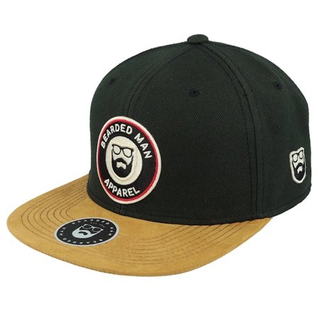 Bearded Man - Svart snapback Caps - 3D Logo Patch Black/Suede Snapback @ Hatstore