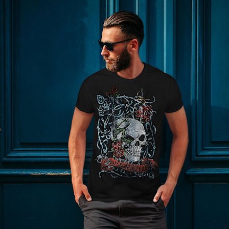 Rose Skeleton Death Men Blackt-shirt