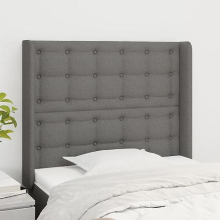 Vidaxl Huvudgavel Med Kanter Mörkgrå 93x16x118/128 Cm Tyg Grå