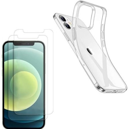 Fodral för iPhone 12 MINI - Phonillico - Mjuk - Transparent - 2 Härdat glas - Repavvisande