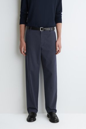 COS Men's Chino In Cotone A Gamba Dritta in Blu