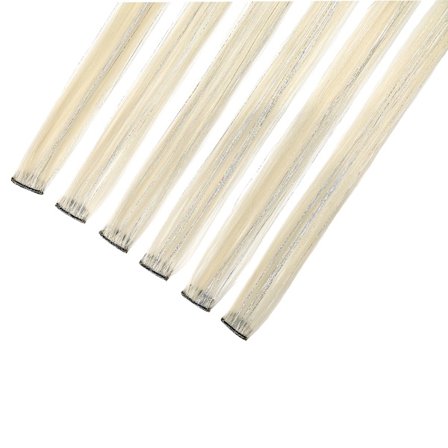 Syntetisk 6st Clip i Hot Pink Hair Extensions Mix glitter, 22 tums färgat hårförlängning, 2 i 1 Rainbow Hair