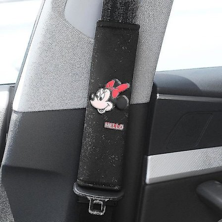 2-pack Biltillbehör Tecknad Sidovy Minnie Säkerhetsbältesskydd Säkerhet Axelrem Söt Biltillbehör Dekorationsset (svart)