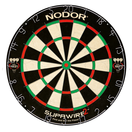 Nodor Supawire 2 Steel Tip Dartboard - Professional Sisal Dartboard with Thin Wires for Maximum Scoring - Improved Accuracy - Home/Pub Games