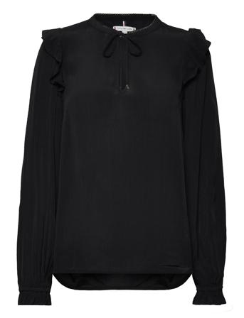 Moss Crepe Solid Blouse Ls Black Tommy Hilfiger