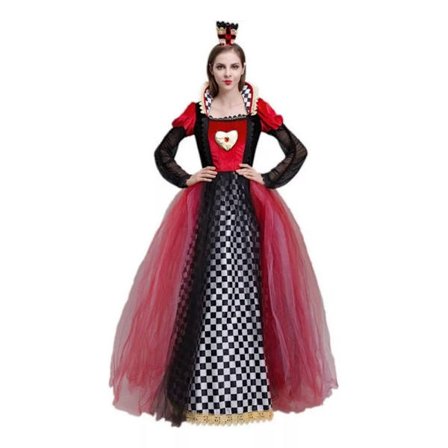 Halloween Kostume Hjerter Dame Prinsesse Kjole Kvinder*Piger