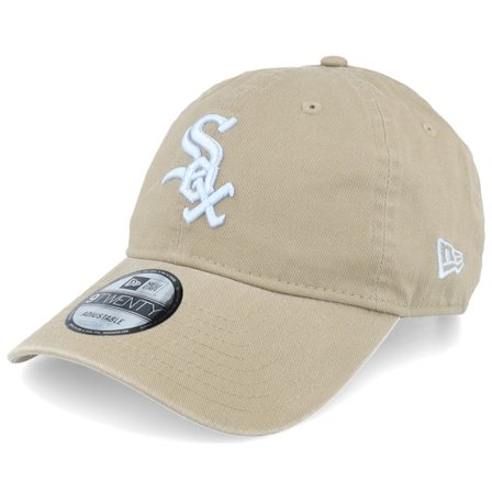New Era - MLB Beige unconstructed Czapka Z Daszkiem - Chicago White Sox Neutral Washed 9TWENTY Camel/Light Blue Dad Cap @ Hatstore