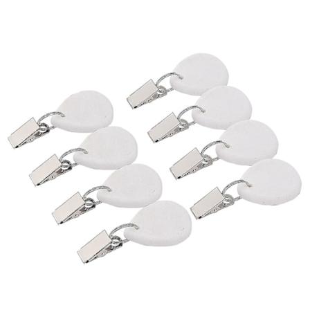 Dugvægte - Sæt med 8 metalclips dråbeformet dugvedhæng hvid