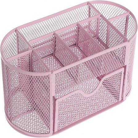 Skrivebordsfinish blyantholder, metal penneæske skrivebordsfinish med skuffe og penneholder til kuglepenne, hæfteklammer