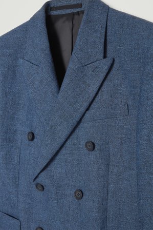 COS Homme Blazer Regular Croisé En Lin in Bleu