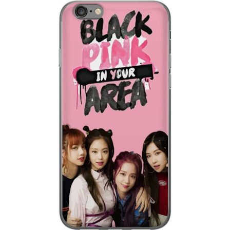 Kompatibel Mobilcover til Apple iPhone 6 BLACKPINK In Your Area med gruppefoto af Lisa, Jennie, Jisoo og Rosé foran en lyserød baggrund og stærkt K-po