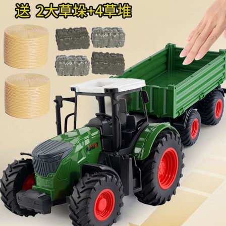 Metal RC Traktor Legetøj med Trailer & Lys, Landbrugskøretøj Gave til Børn 3-9 År