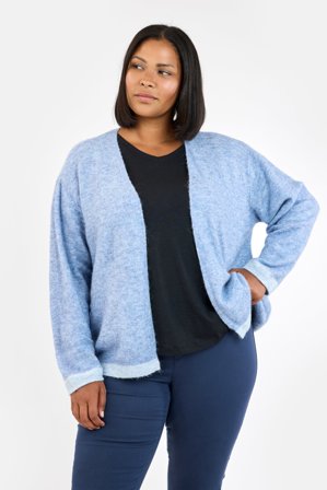 CISO - Langærmet Cardigan - Mellem Blå Melange
