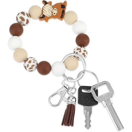 Søt Ku Nøkkelring Håndleddsrem Nøkkelring Silikon Håndleddsrem Nøkkelarmbånd Ku Gaver til Kvinner Jenter