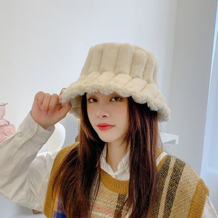 Plysch Bucket Hat Fisherman Cap BEIGE
