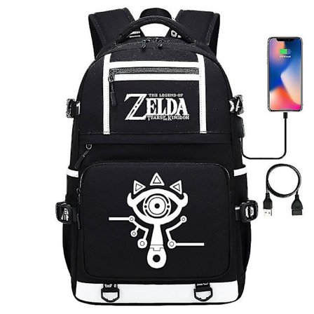 Breath Of The Wild Eye Spelfans USB Ryggsäck - Cosplay Student Skolväska För Unisex - Rese Dator Laptop Väskor