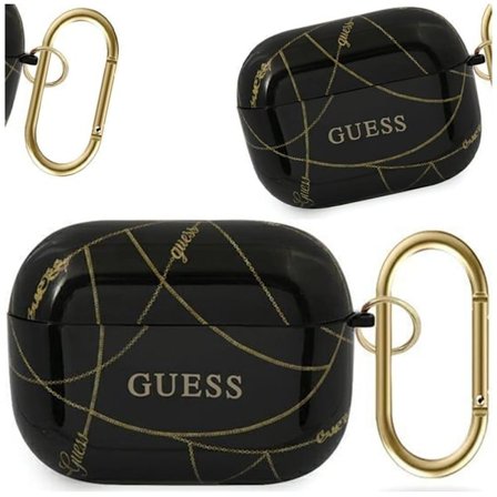 Guess GUACAPPTPUCHBK AirPods Pro veske svart/svart Gold Chain Collection
