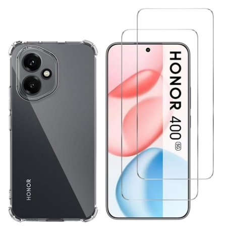 Stødabsorberende cover til Honor 400 5G og 2 hærdede glas skærmbeskyttelse Phonillico