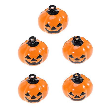 5 st Katt- & Hundhalsbandsprydnader i Pumpaform med Klockor, Koppar, Halloween Dekoration (Orange)