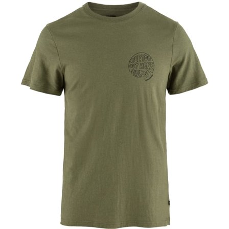 Fjällräven Men's Hemp Blend Out Here T-Shirt Top in Green | Size: XS, Organic Cotton
