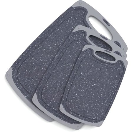 Grå - Imitert Marmor Skjærebrett, Sett med 3 Skjærebrett, Ulike Størrelser for Alle Anledninger, Robust og Holdbar