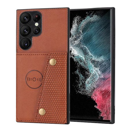 Samsung Galaxy S24 Ultra - Lyxigt PC-läder retro flip-fodral i plånboksstil