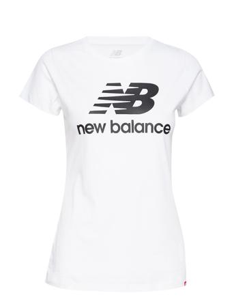 Essentials Stacked Logo Tee T-shirts & Tops Short-sleeved Hvit New Balance*Betinget Tilbud