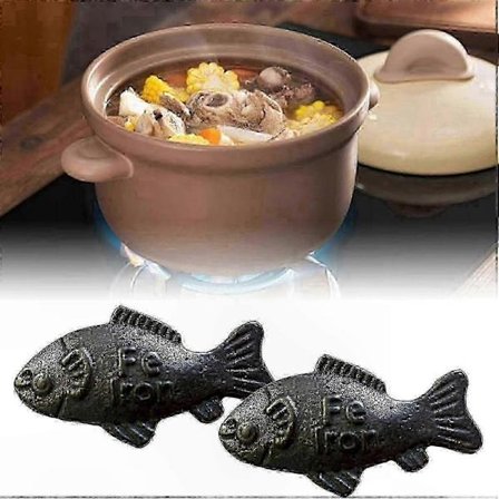 Støbejerns fisk til naturlig jernberigelse under madlavning, genanvendeligt værktøj til at tilføre mad & vand jern, perfekt til veganske diæter