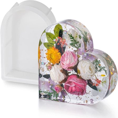 Hjärtformade gjutformar i harts, gjutformar i harts för blommor, djupa gjutformar i harts, stora silikonformar för gjutning i harts