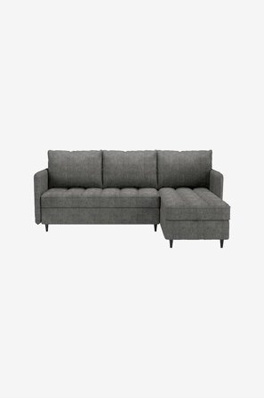 Loft24 - Lindhus 3-personers sofa med opbevaringsplads Vendbar chaiselong i chenille - Grå - 3-pers. sofaer - Fra Homeroom