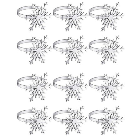 12-pak Snöflinga Servietringe Jul Snöflinga Servietholdere Ringe til Juleferiebord{ROG}