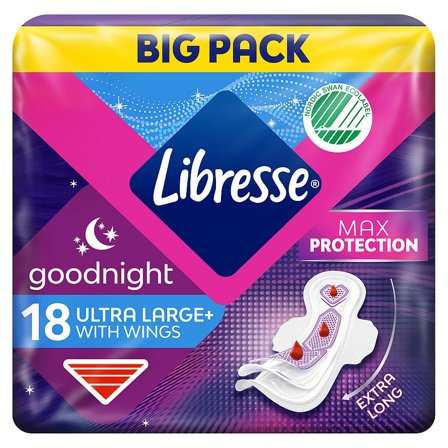Libresse Ultra Night Extra Wide 18 stk, Medicin & Pleje, Bind & Indlæg, Bind